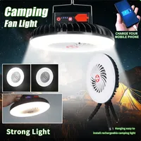 2400MAH LED Solar Fan Light USB-C Rechargeable Portable Wireless Ceiling Electric Fan Power Bank Lamp Tripod Camping Equipment