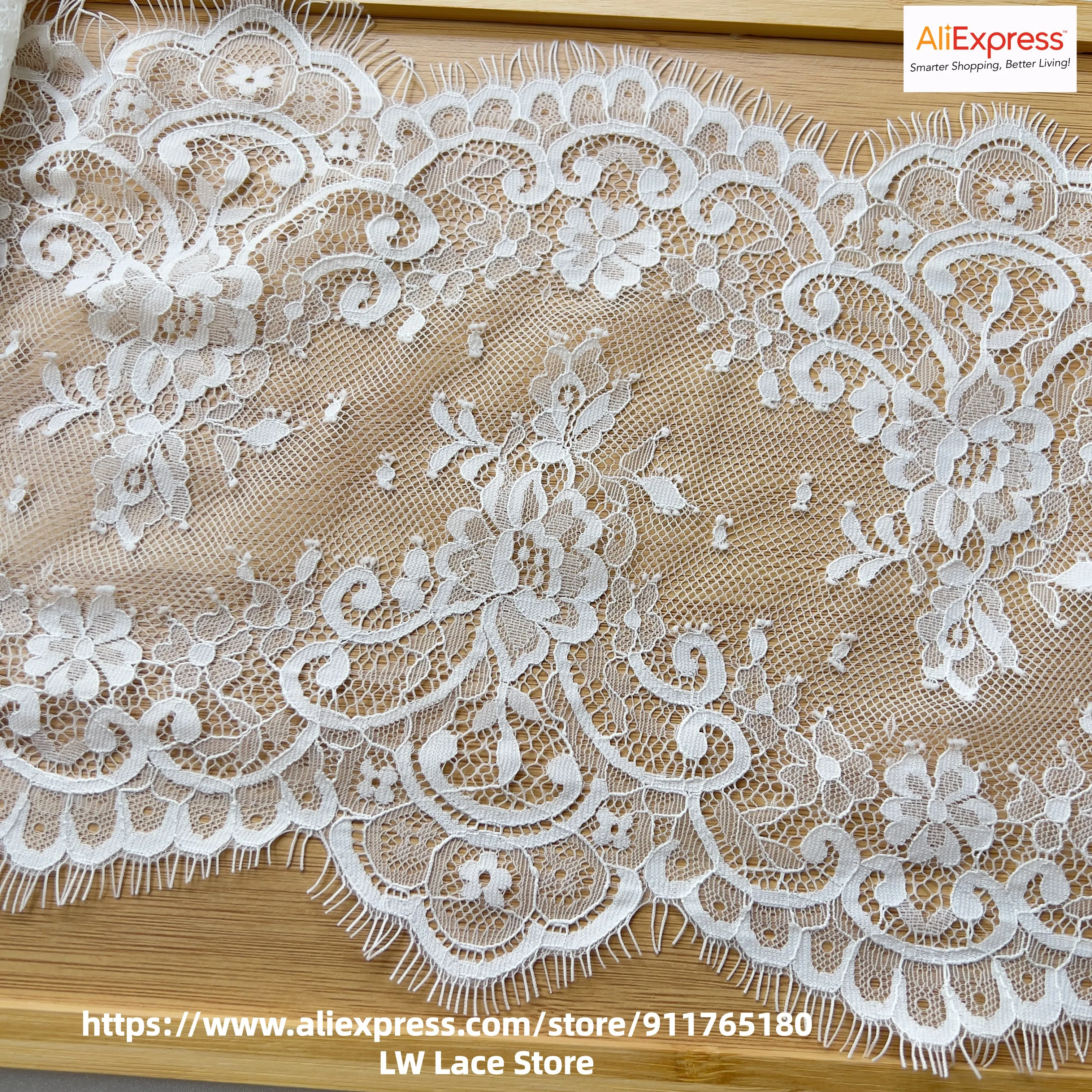 

Wholesale 6M/15M/30M Double Side Eyelash Lace Fabric for Garment & DIY Sewing 25CM Wide