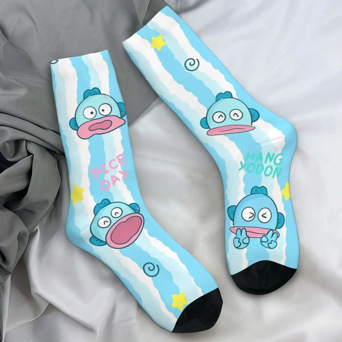 

Hangyodon Sanrio Kawaii (9)-Bayingimg, мужские носки, качественные носки в стиле ретро, весенние противоскользящие носки для бега с графическим рисунком, подарок