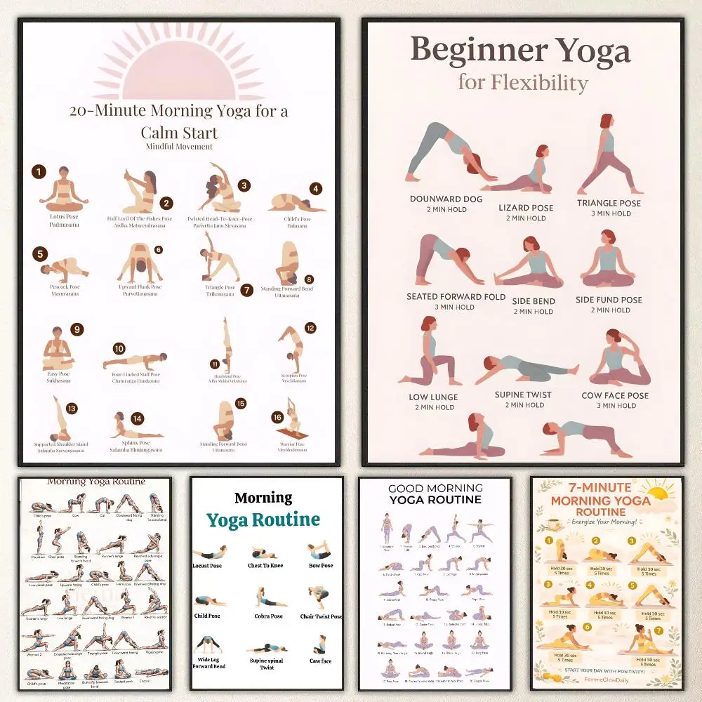 Art Yoga Morning Practice  Waterproof Peel‑and‑Stick Wall Sticker, Art Print for Bar Cafe Living Room Poster