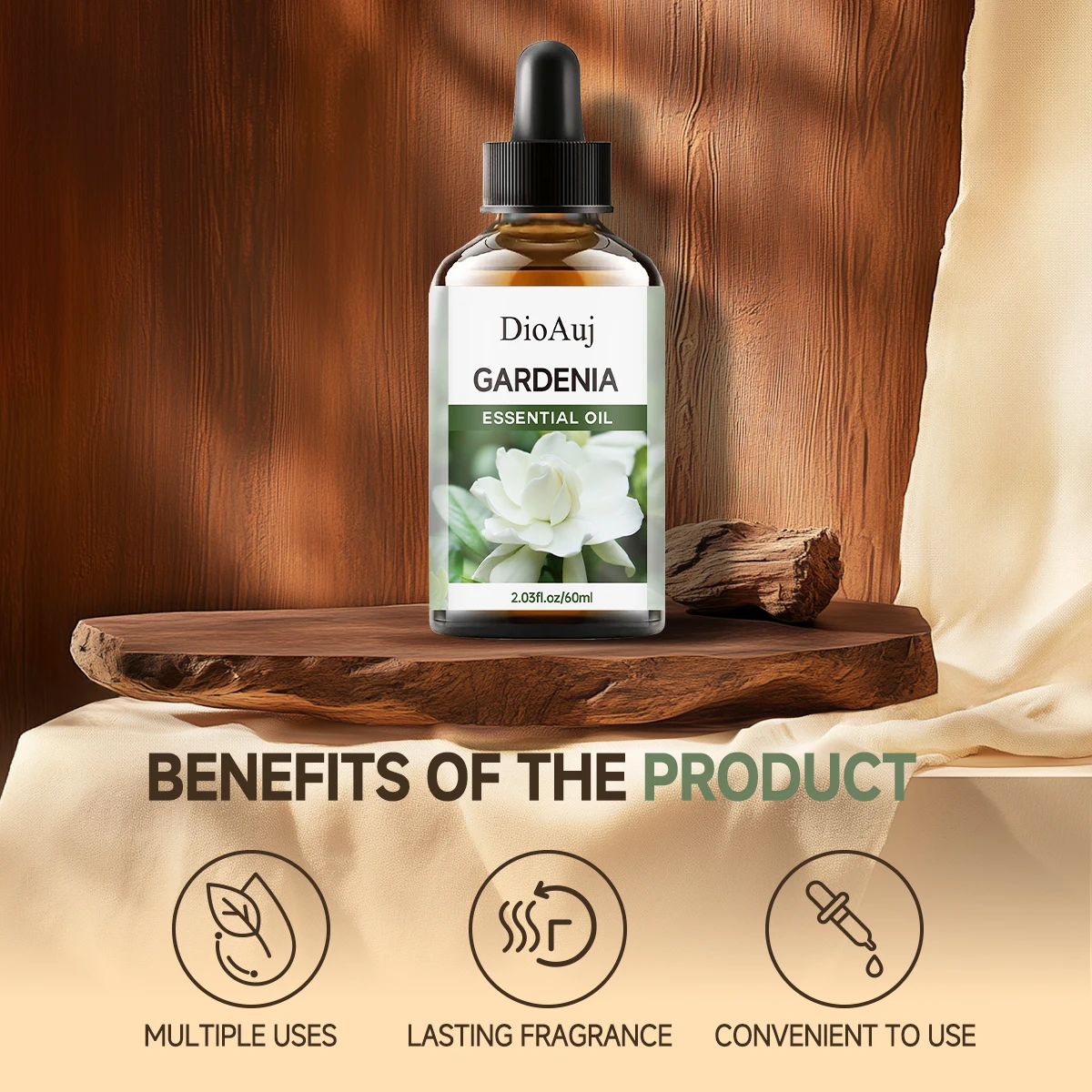 DioAuj Gardenia Oil Suitable for Various Occasions Including Car Fragrance, Bedroom Air Freshening, DIY Scented Candles