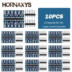 Convertidor de nivel lógico IIC I2C, 10 piezas, 4 canales, módulo bidireccional, 3,3 V a 5V, cambiador para Arduino