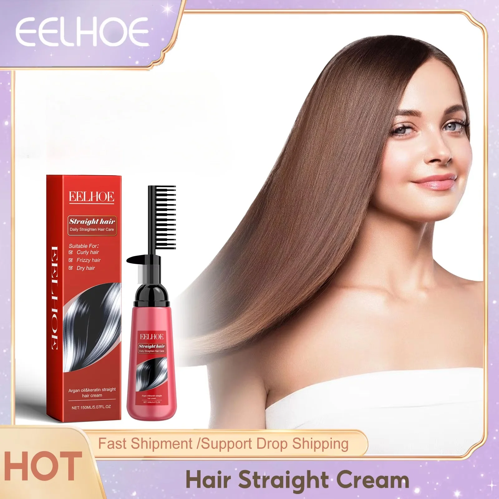 

EELHOE Professional Morocco Hair Straightening Cream Repair Damaged Hair Relaxer Scalp Treatment Smoothing Hair Care Cream 150ml