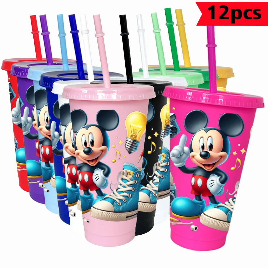 

12 шт./упак. Disney, Микки Маус, кроссовки, 26 унций, красочный пластиковый стакан, посуда для питья на день рождения, чашка для сока, кофе