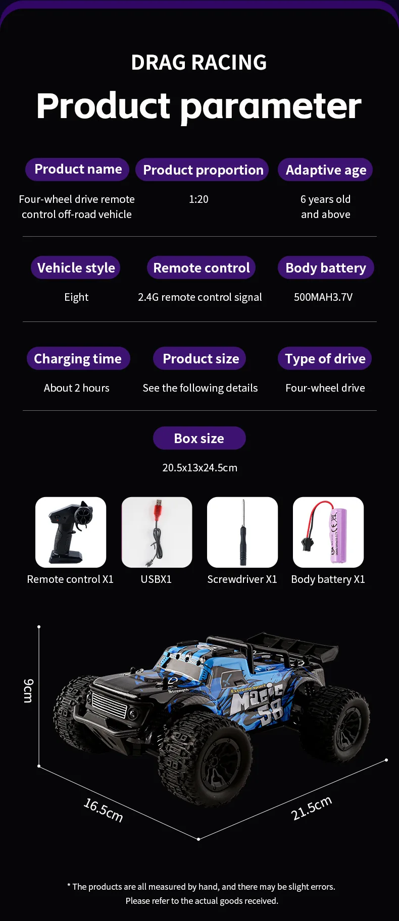 New Product 1:20 Off-Road High-Speed Remote Control Car 2.4G Climbing Race Drift RC Electric Model Racing Car