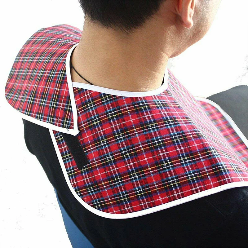 1Pc Waterproof Adult Rice Bib Imitation Cotton Dining Bib Elderly Bib Double Sided Drool Towels