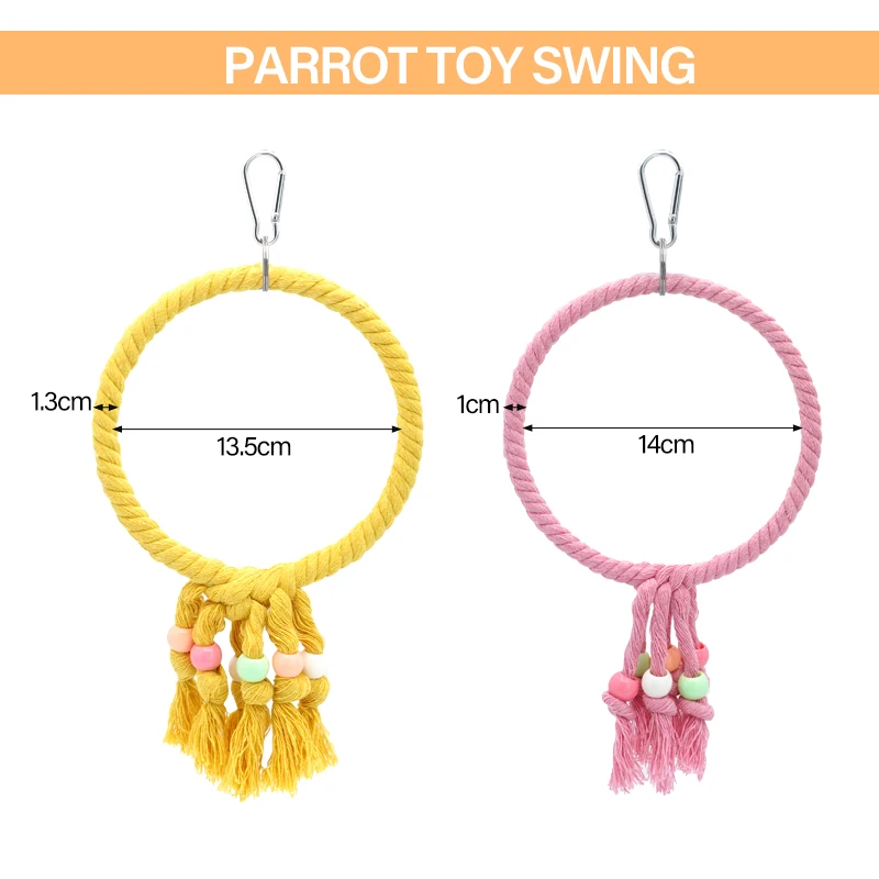 Pet Parrot Birds Cage Toy Parrot Cotton Rope Circle Ring Stand Chewing Bite Hanging Swing Climbing Play Toys