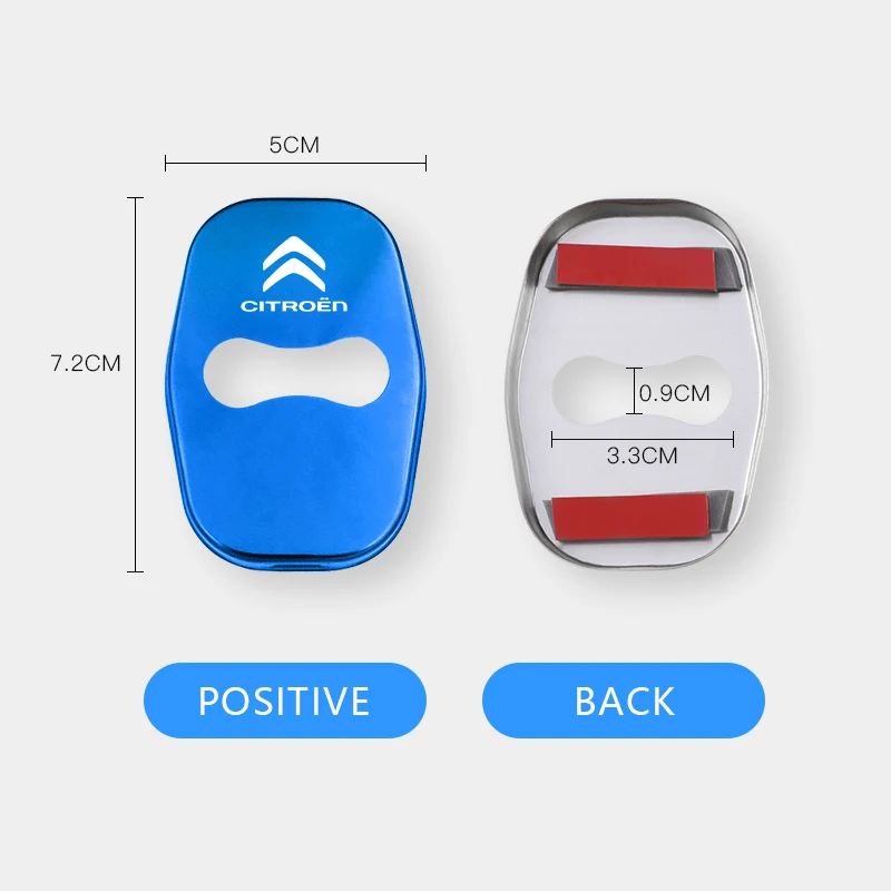 자동차 문짝 잠금 금속 보호 커버, 녹 방지 스티커, 시트로엥 C4 C3 C5 C1 C2 베링고 피카소 색소 DS3 점피 C-Elysee용, 4 개
