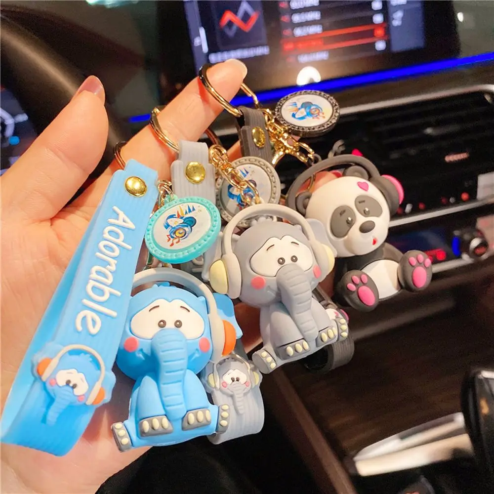 Accessories Gift Couple Keyring Cartoon Bag Pendant Panda Keychain Rock Music Elephant Car Keyring