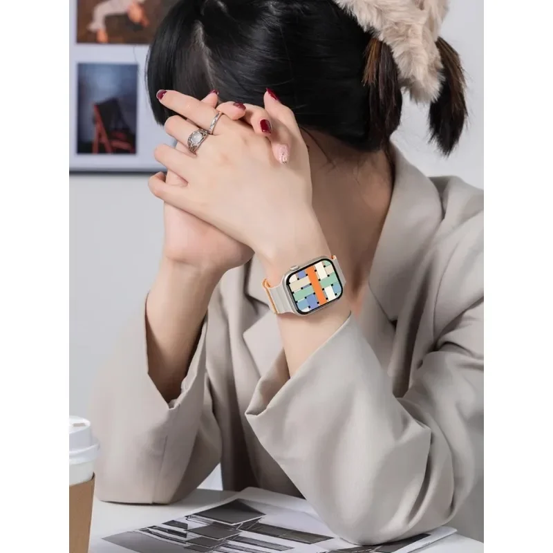 ซิลิโคนแม่เหล็กสําหรับ Apple Watch Ultra Band 49 มม.10 9 8 7 45 มม.41 มม.เข็มขัด iWatch 6 5 4 3 SE2 44 มม.40 มม.42 มม.Correa