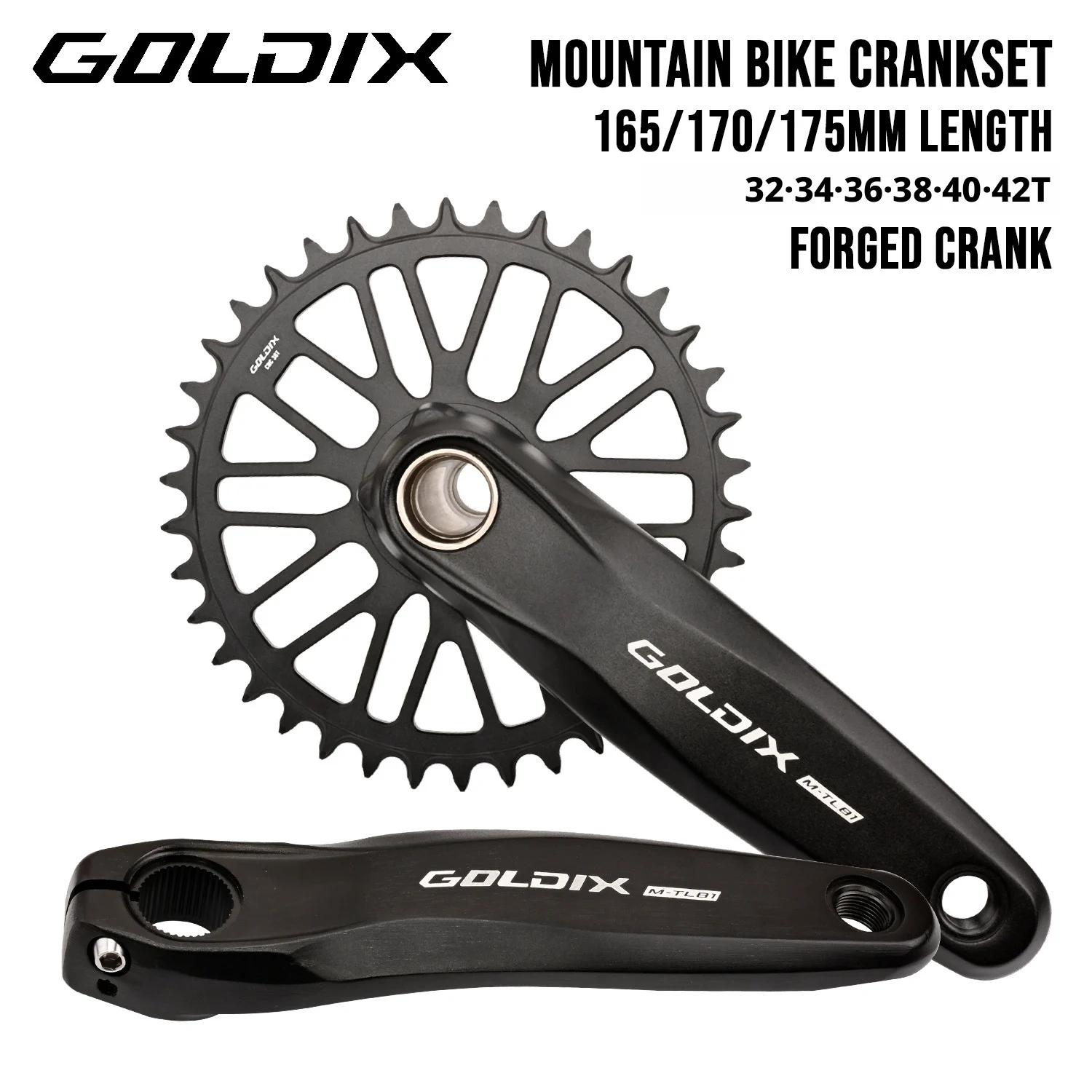 High Strength MTB Crankset 165/170/175mm Forged Alloy Crank Arm 3 Bolt Direct Mount Narrow Wide Chainring for MTB