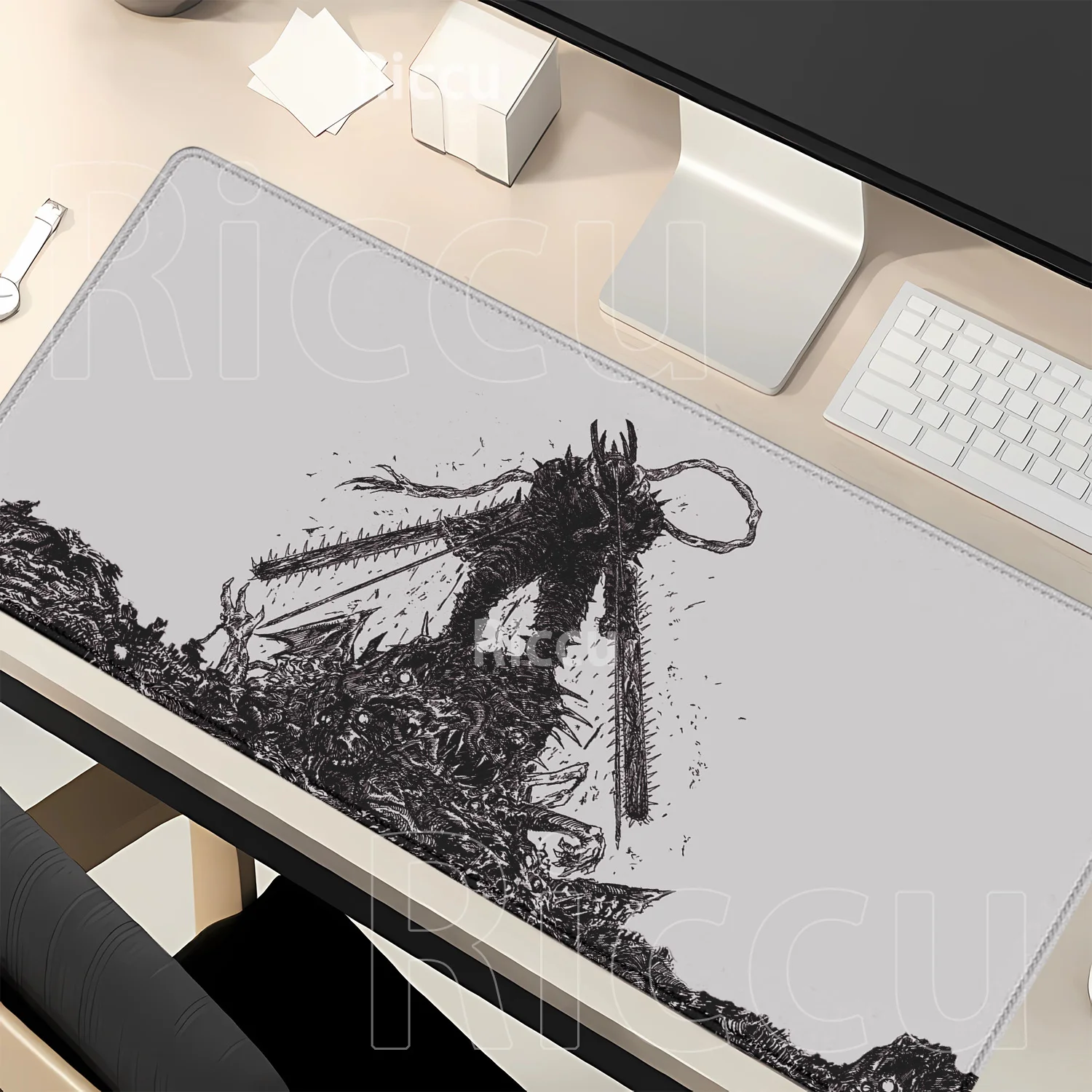 Anime Chainsaw Man Girls Makima Reze Yoru Mousepad Laptop Gamer Mauspad rutschfest 900x400mm Bürozubehör Tastatur Schreibtischunterlage