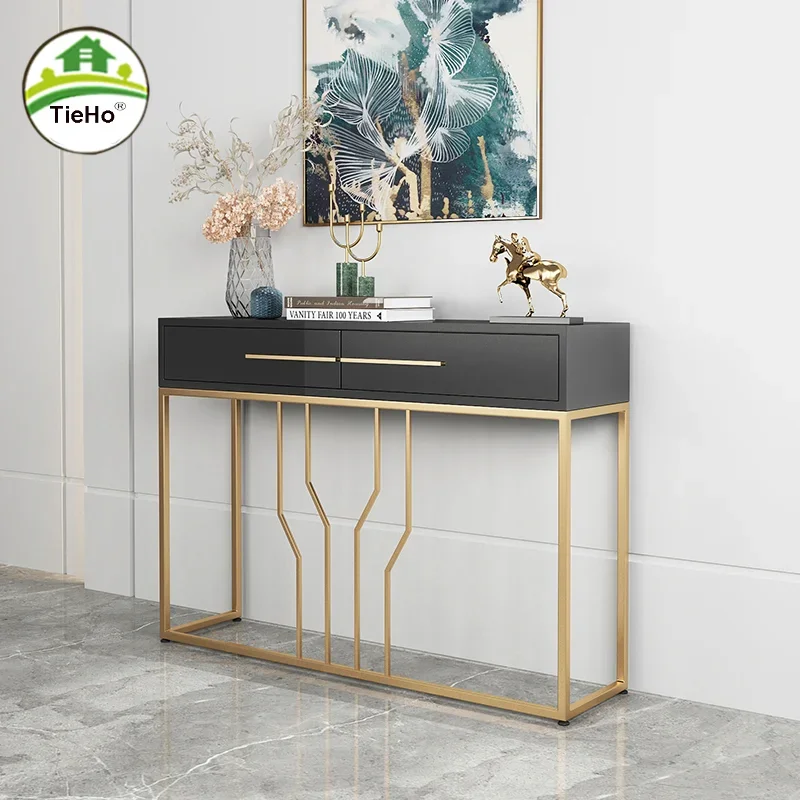 Nordic Living Room Metal Console Table With Drawer Modern Luxury Style Ultra Narrow Table Hallway Long Side Table Home Furniture