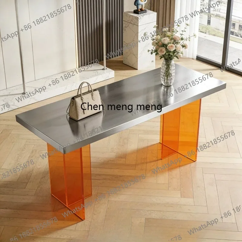 A74Clothing store, stainless steel acrylic water table for shoe bag display, storage table