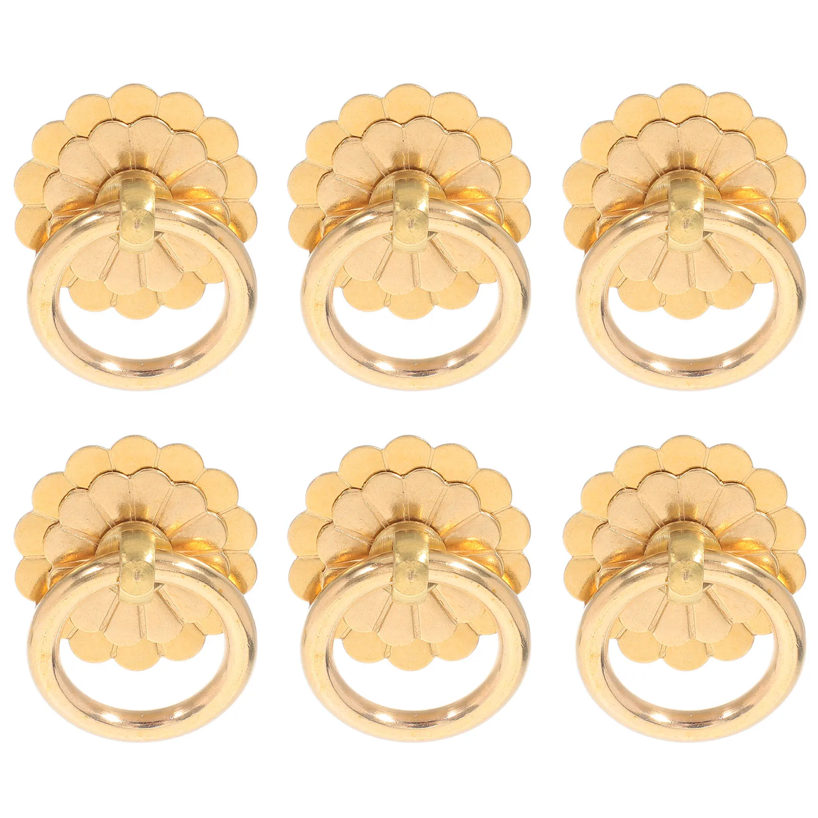 

6 Pcs Ring Brass Handle Vintage Handles Pulls Home Decor Cabinet Retro Furniture Drawer Knobs