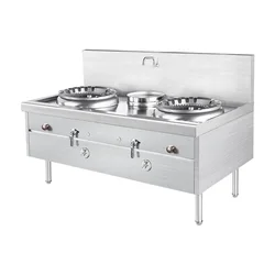 stainless steel lpg natural gas 2 wok burners cooking stove industrial double burner double burner for sale