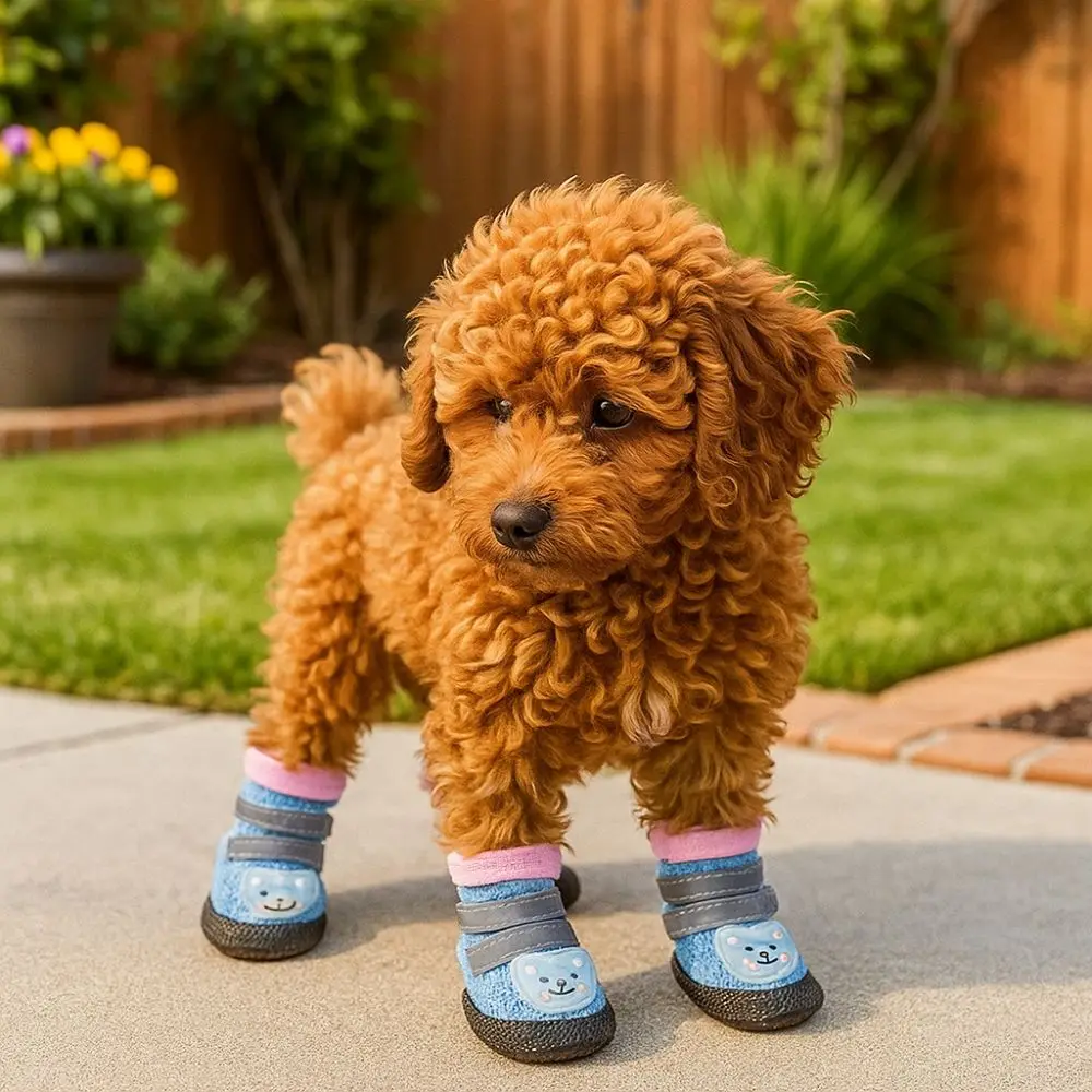 

4Pcs/Set Breathable Dog Mesh Shoes Adjustable Wear-resistant Anti-Slip Dog Boots Reflective Dog Paw Protectors Hiking