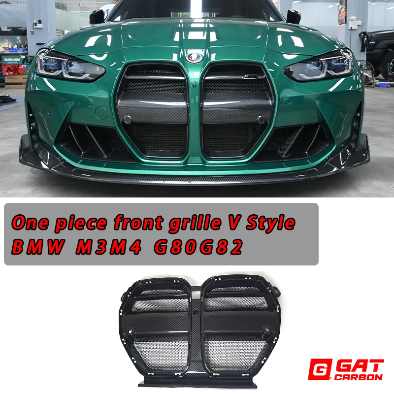 Front Grille One piece V Style front grille For BMW M3 M4 G80 G82 G83 2021+ Dry Carbon Fiber