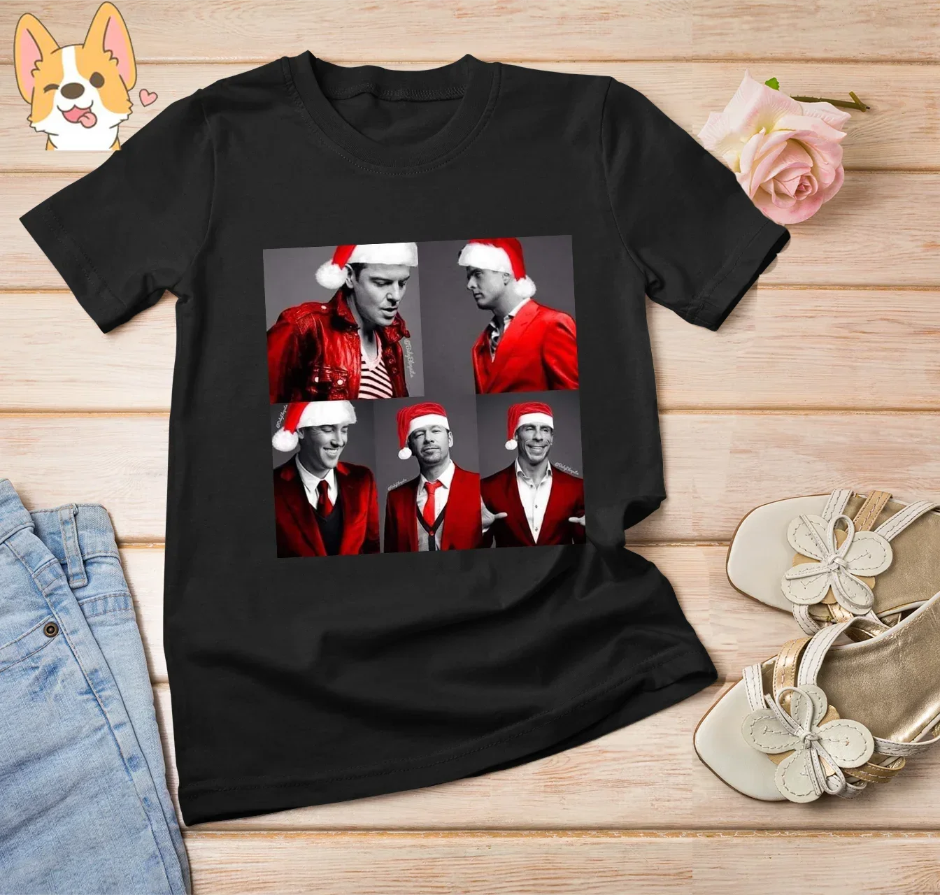 Merry Christmas To U NKOTB Short Sleeve Cotton Black Men All size Shirt AA1079
