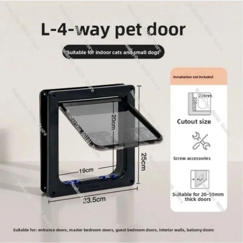 Safe Cat Door 4 Way Locking Pet Door for Small Dogs and Cats Anti Jam Free Access Flap for Interior Exterior