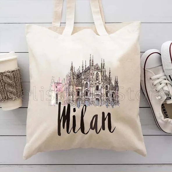 نيويورك باريس لندن روما سيتي طباعة المرأة مدرسة رسول حقائب الكتف السيدات حقيبة يد سعة كبيرة حقائب قماش عادية