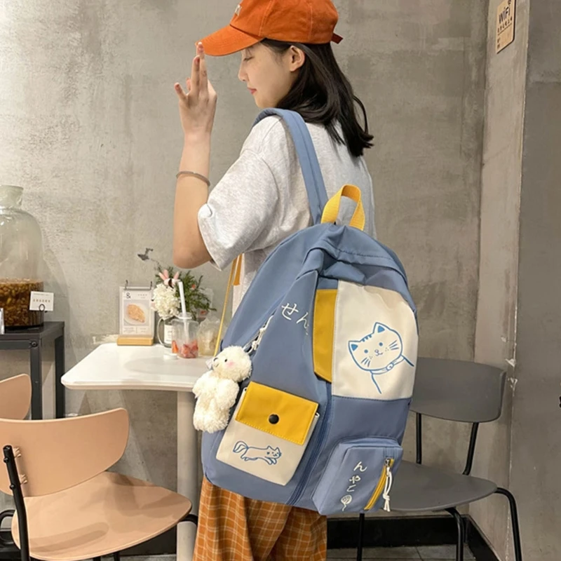 Mochila escolar feminina retalhos feminino capacidade estilo japonês bolsa ombro para meninas adolescentes