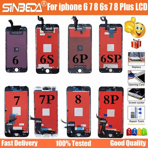 AAA Full Assembly Display For iPhone 5 5C 5S 6 6S 6 7 8 Plus LCD Touch Screen Digitizer Replacement With Earpiece Network +Tools