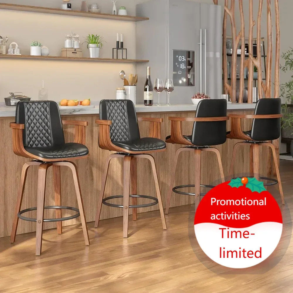 

Горячая распродажа: набор из 2-х вращающихся барных стульев, высота 26 дюймов, с подлокотниками и высокой спинкой, обивка из искусственной кожи, для барной стойки.