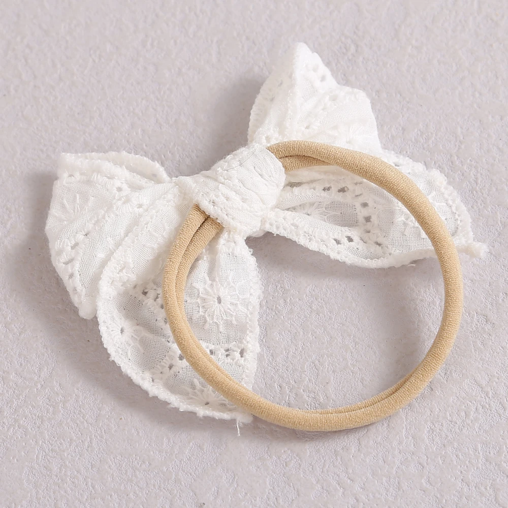 Headband for Baby Girls White Soft Lace Hair Bows Elastic Soft Seamless Hairband Newborn Kids Headwear Baby Hair Accessories