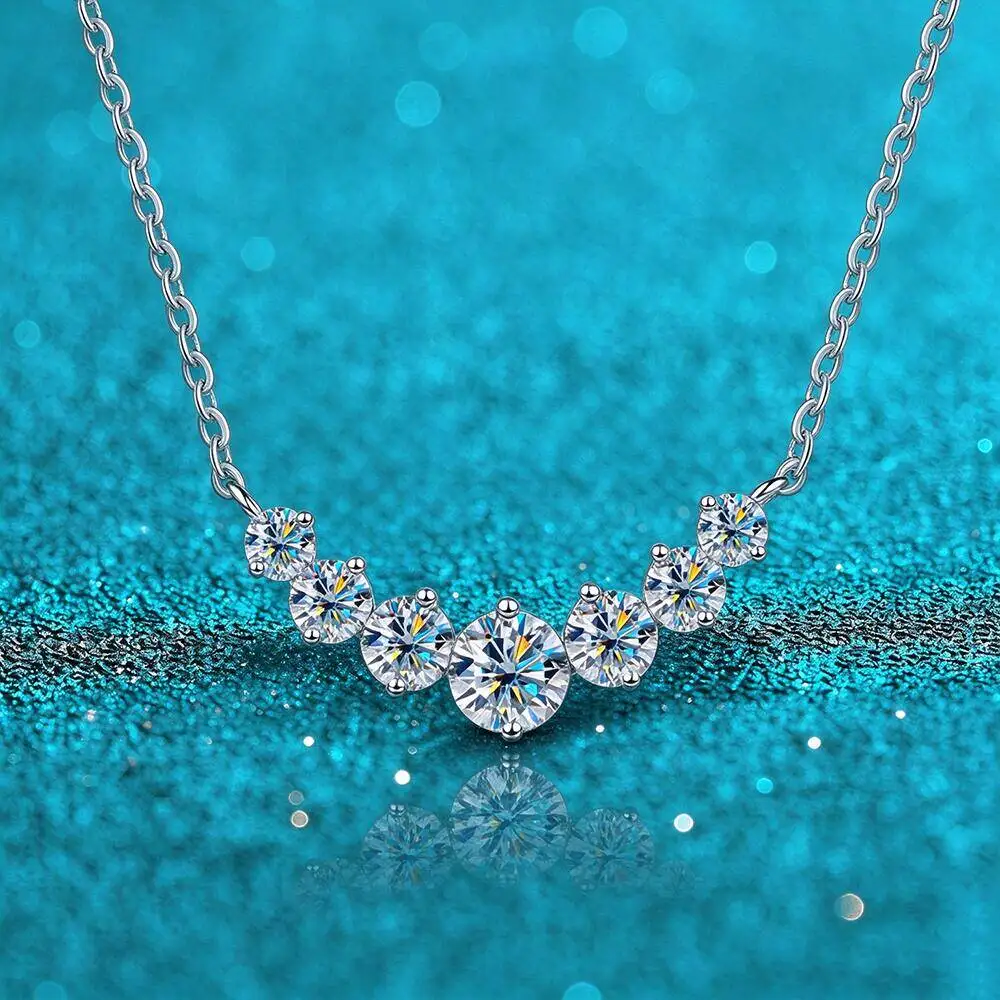 GICA GEMA Full Moissanite Pendant Necklace For Women Wedding Fine Jewely Certified 925 Sterling Sliver Plated 18k White Gold