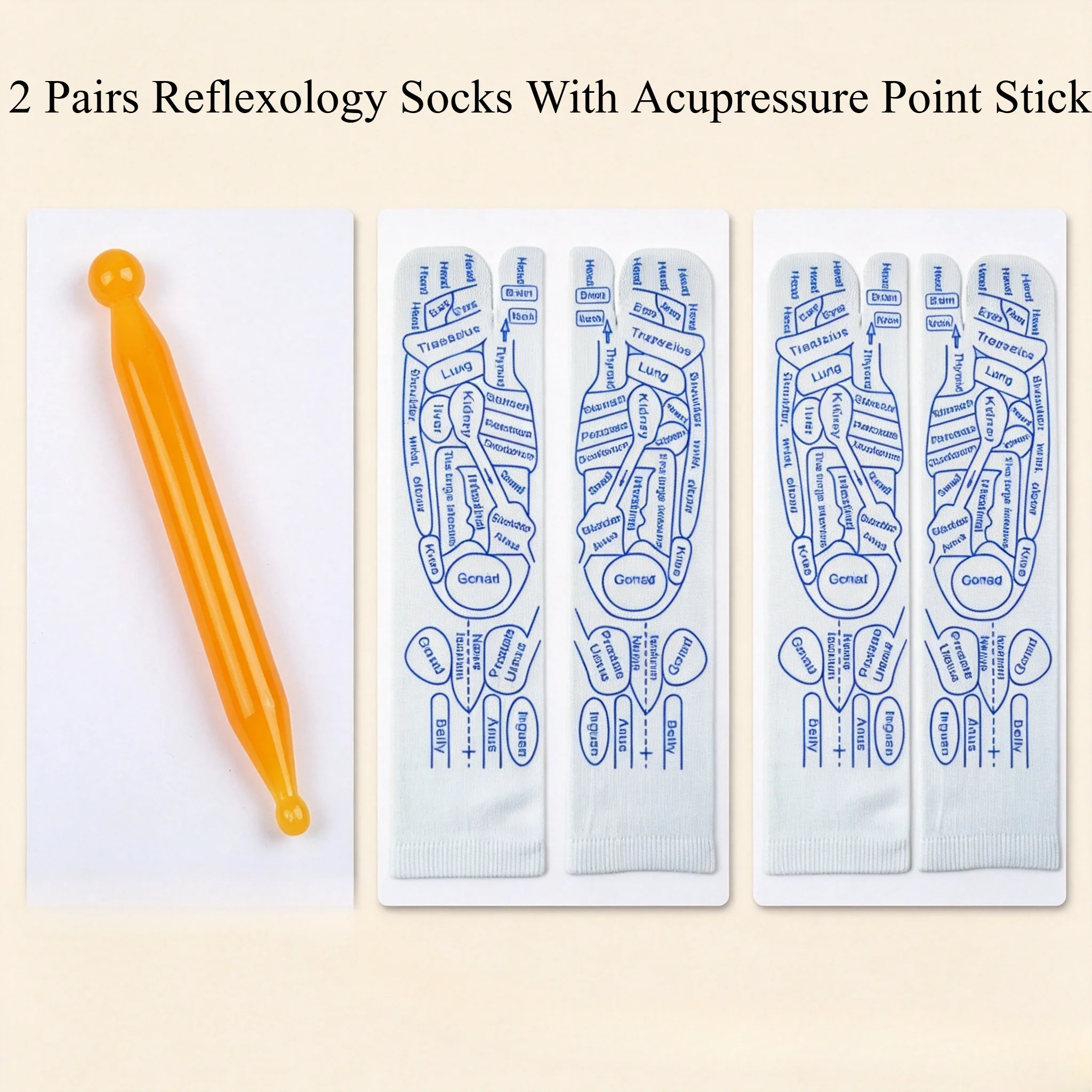 Foot Massage Acupressure Socks Physiotherapy Massage Relieve Tired Feet English Illustration Reflexology Socks Foot Point Socks