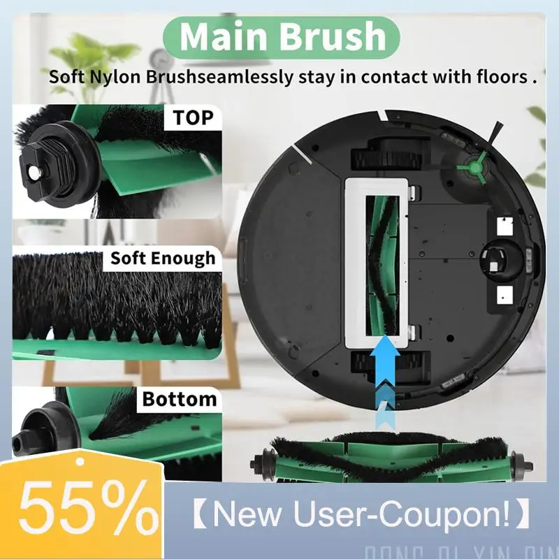 A60T New 18 PCS Kit, Replacement Parts Main Brush, Side Brush, Filter, Mop Pad For Irobot Y0140/ Y0110 Robotic Vacuums