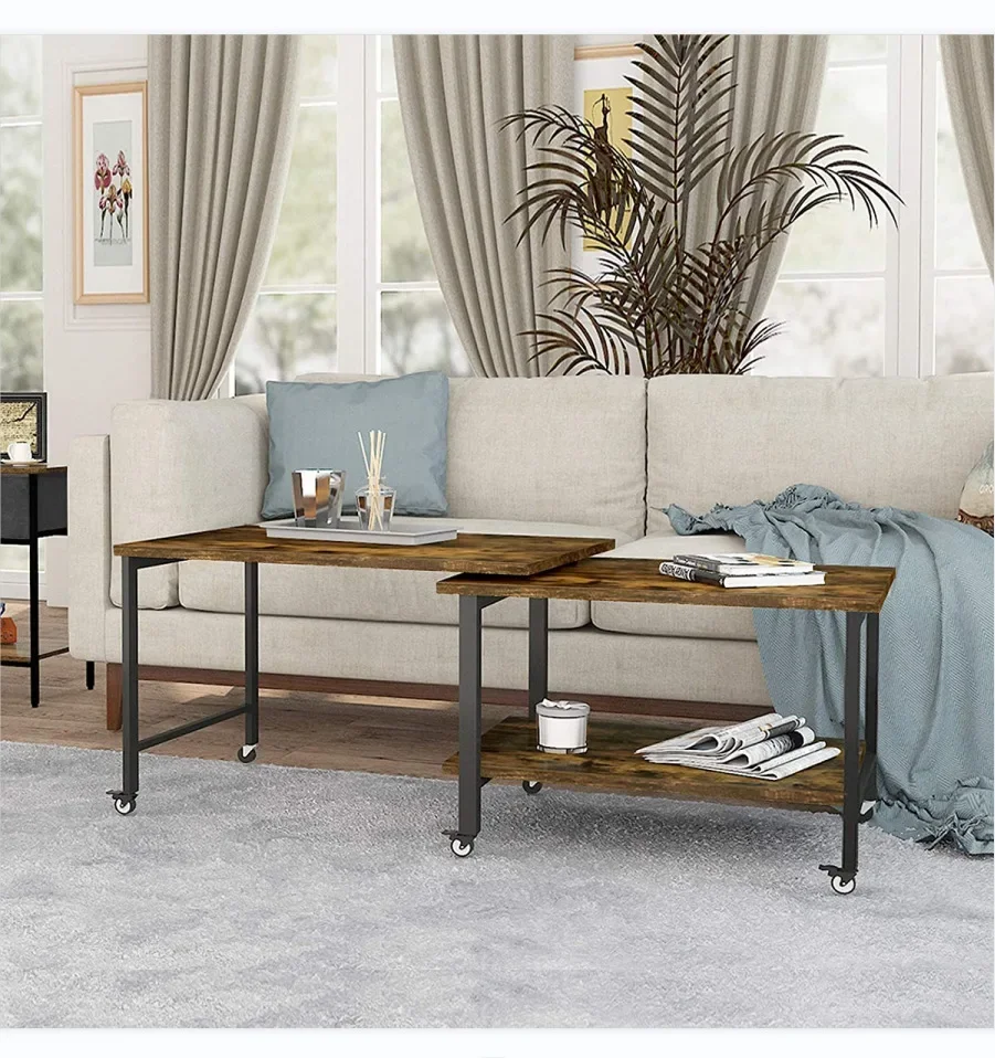 

-Промышленный двухуровневый журнальный столик с простой сборкой и местом для хранения вещей