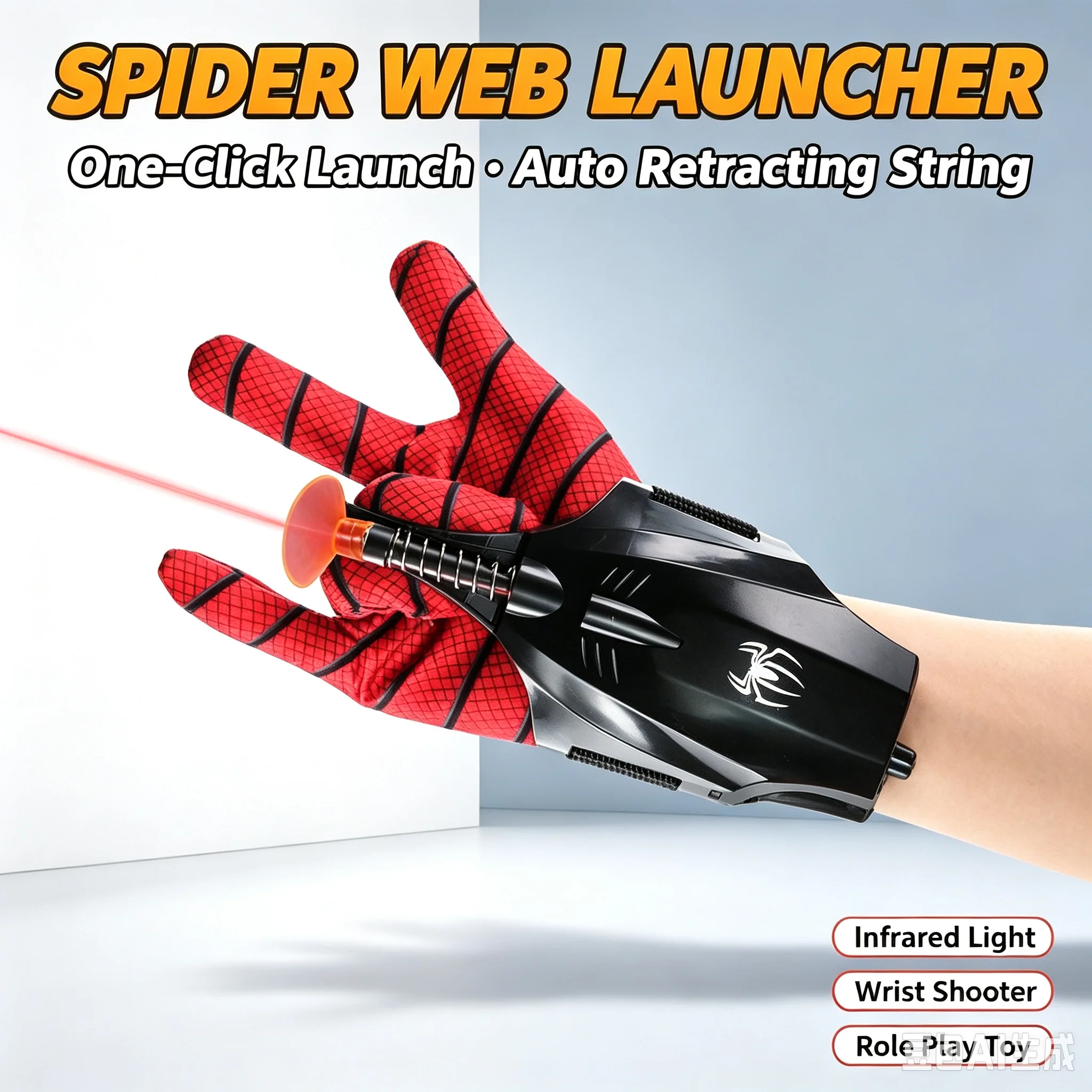 Web Shooter Wrist Toy, Electric Auto Retracting Rope, Rechargeable Launcher, Kids Cosplay Interactive Stress Relief Toy for Boys