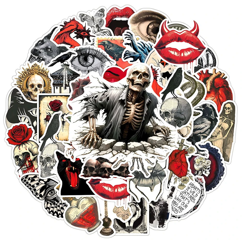 10/30/50 قطعة ريترو أحمر أسود الرعب القوطية ملصقات كول الكرتون ملصق ملصق DIY بها بنفسك دراجة نارية الغيتار الهاتف سيارة هالوين الشارات #2