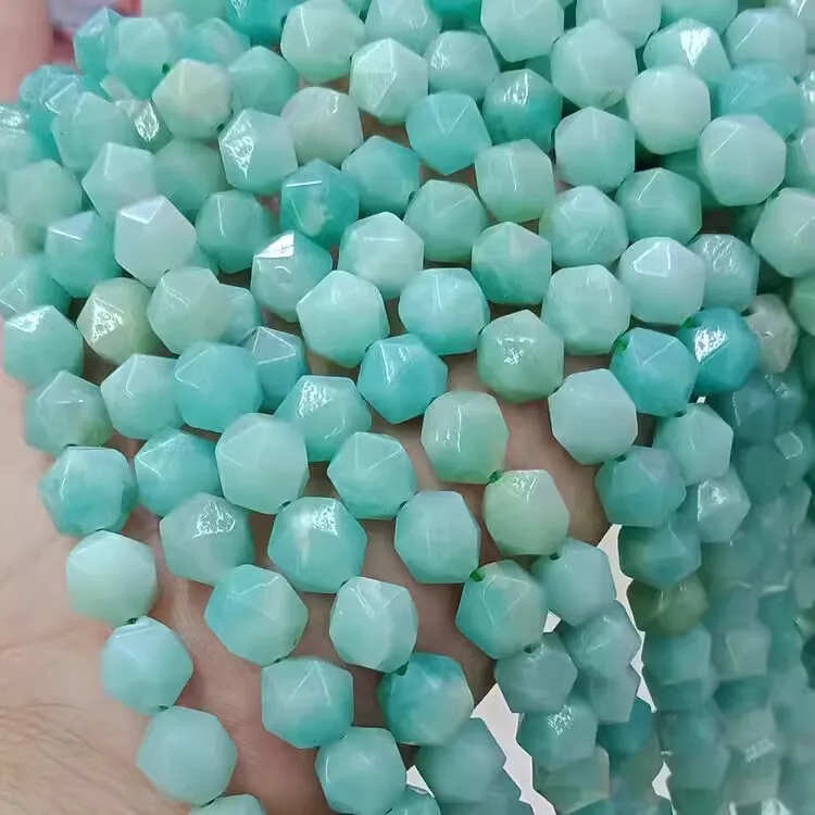 green Amazonite faceted 6/8/10mm 38CM for DIY jewelry making FPPJ wholesale loose beadsnature