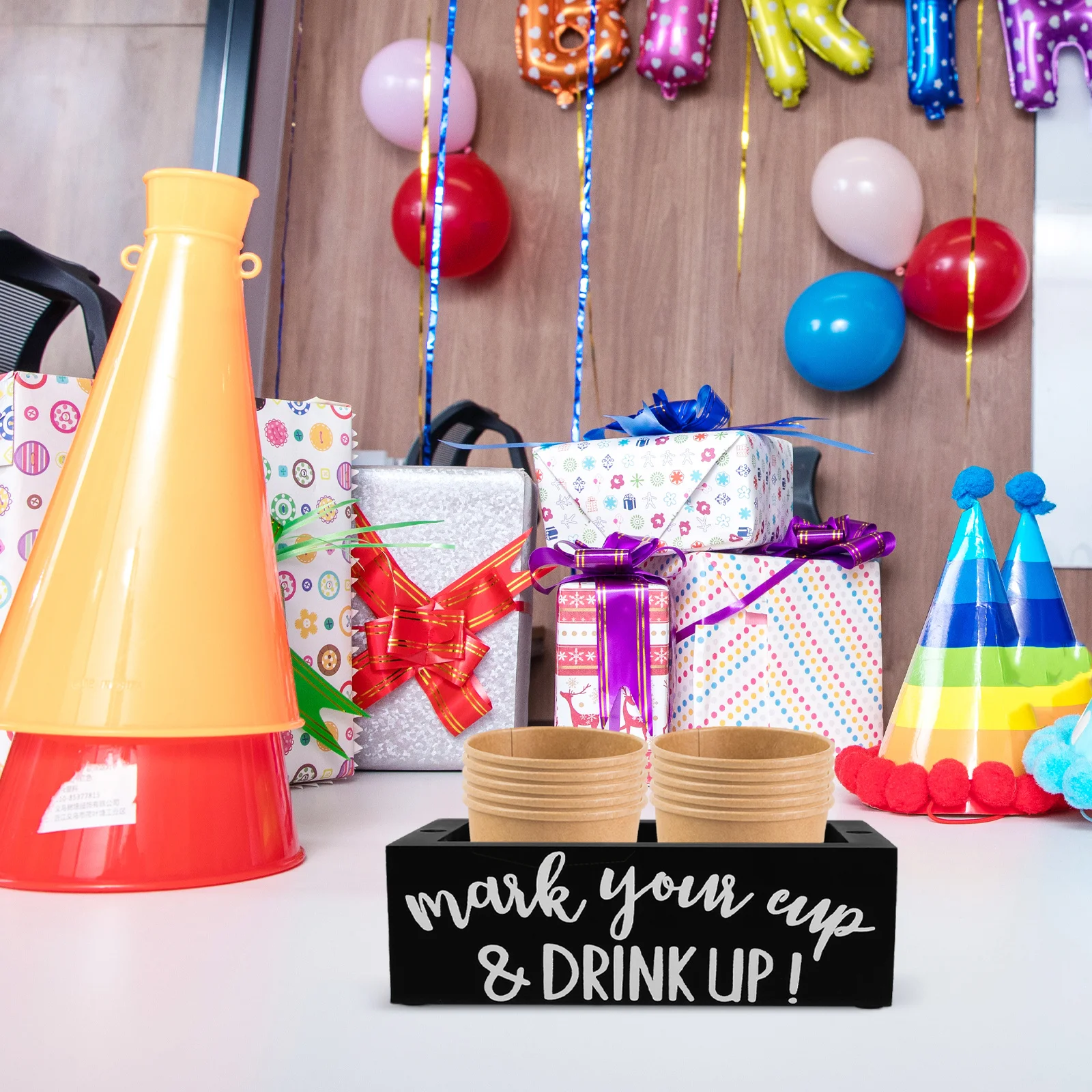 

1pcs Wooden Cup Holder Organizer For Kitchen Cabinet Storage Party Dispenser Stand Large Capacity Bar Counter Cup Holder Rack