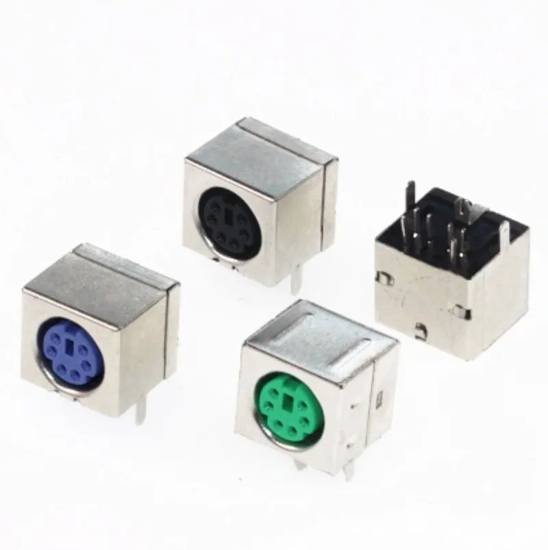 10pcs Keyboard Socket PS2 Female Socket Jack Connector 6Pin Green Purple Black Color
