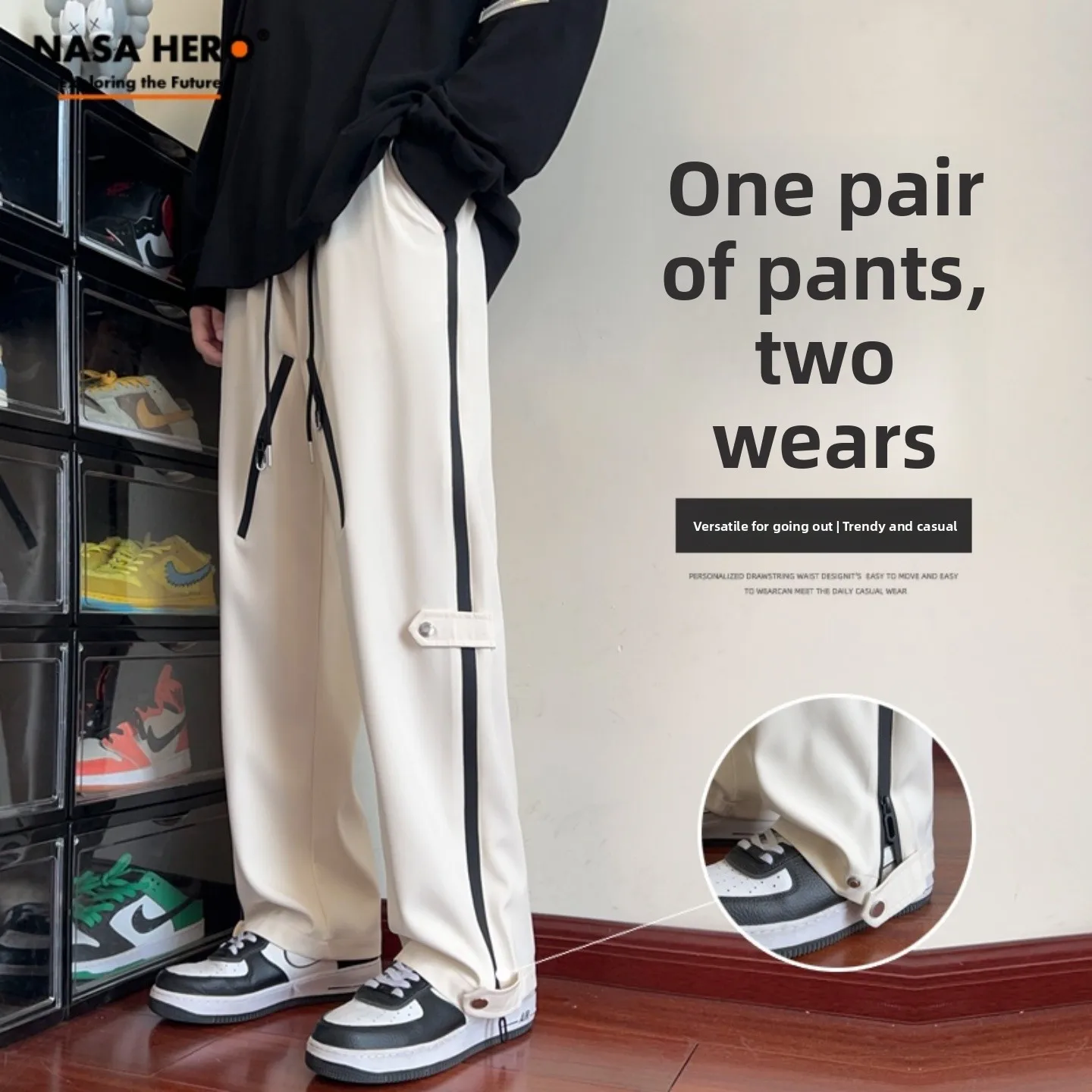 

HERO Boys Summer Thin Straight Leg Casual Pants Loose Fit Sports Sle Teenager Trendy Brand Workwear Long Trousers