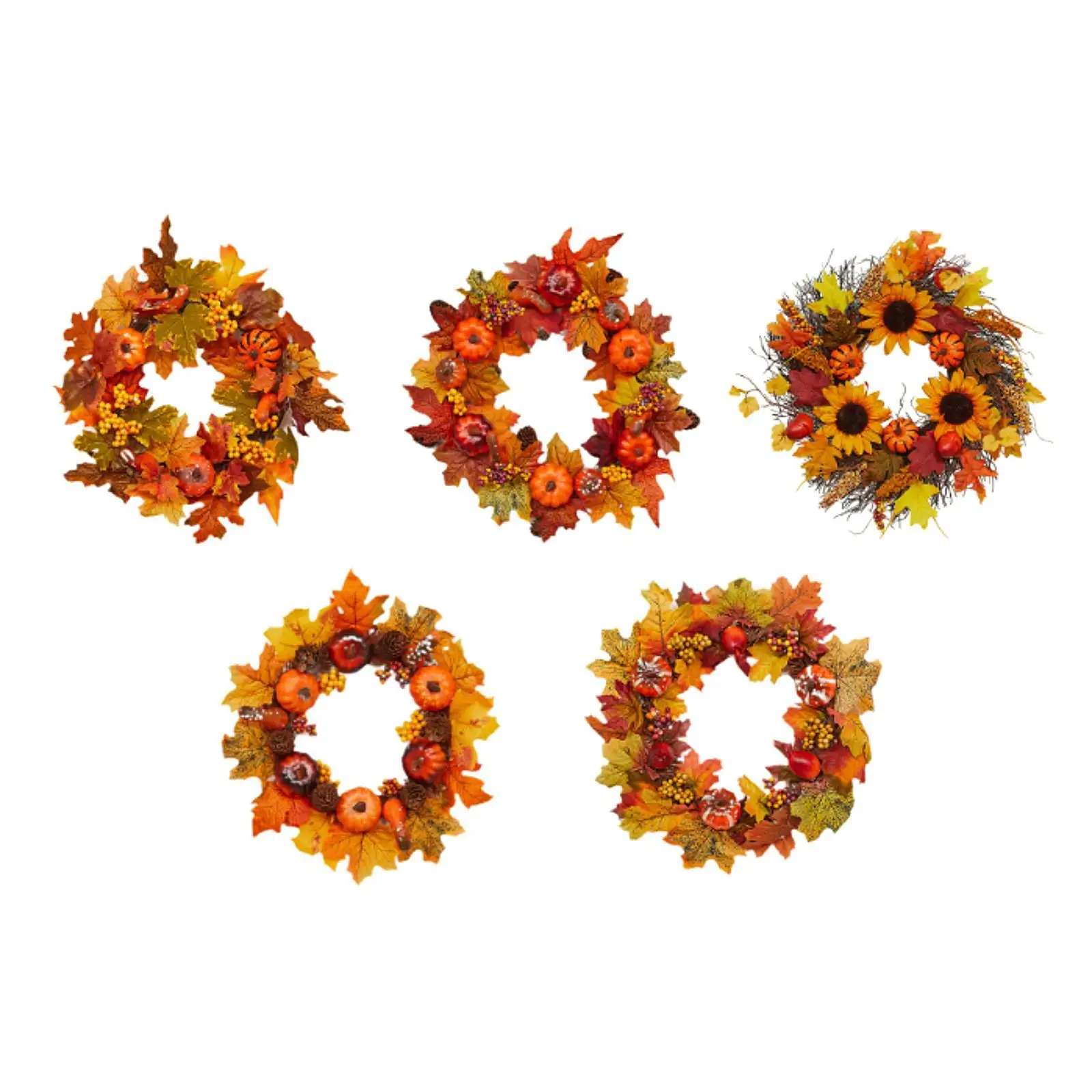 Colorful Fall Wall Door Wreath, Realistic Halloween Craft Decoration for