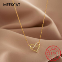 Authentic 925 Sterling Silver Gold Infinity Love Pendant Chain Necklace for Women Fine Jewelry Wedding Party Gift BSN236