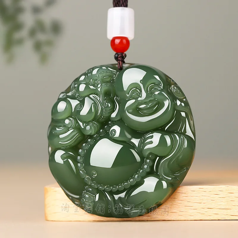 Hetian Pendant Women, Laughing Buddha With Big Belly, Jade Pixiu Necklace Ornament