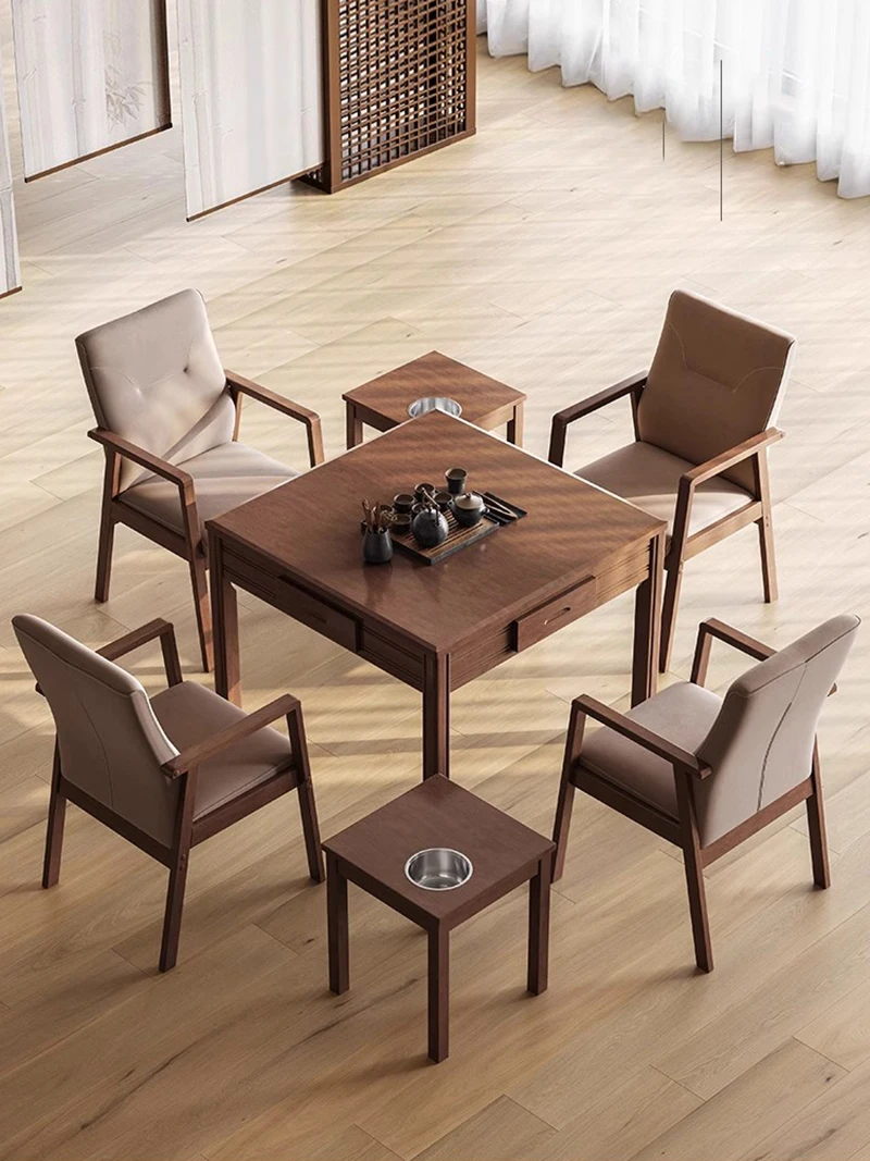 Luxury Power-driven Dining Table Wooden Dining Room Study Mahjong Table Home Relax Amusement Mesa De Comedor Home Furniture LVMC