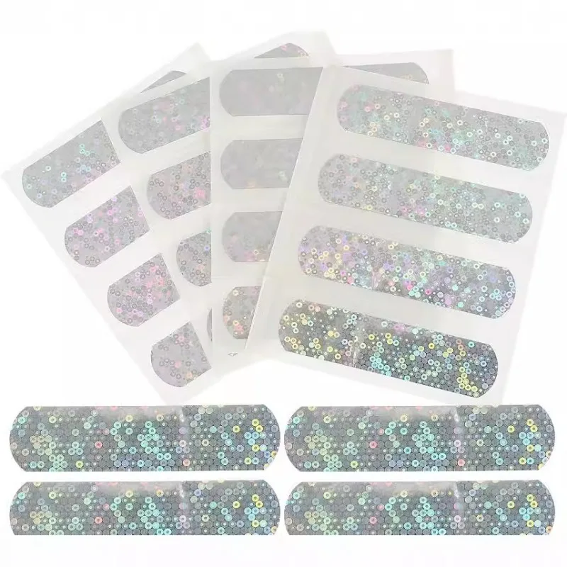 50pcs/set Laser Color Band Aid Star Strip Shape Plaster Holographic Color Patch for Wound Dressing Fashion Adhesive Bandages