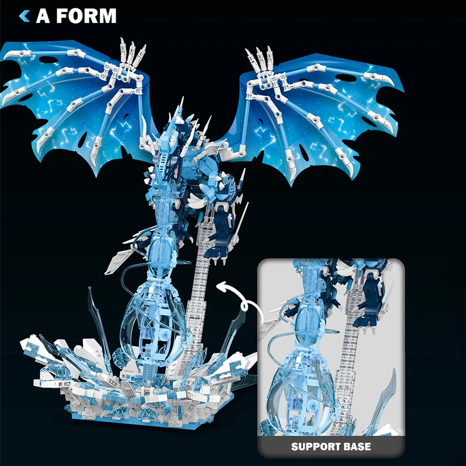 1843Pcs 2 IN 1 MOC Ice Drogon Model Building Blocks Set Lighting Ideas Middle-earth Drogon Bricks Toys for Kids Christmas Gifts