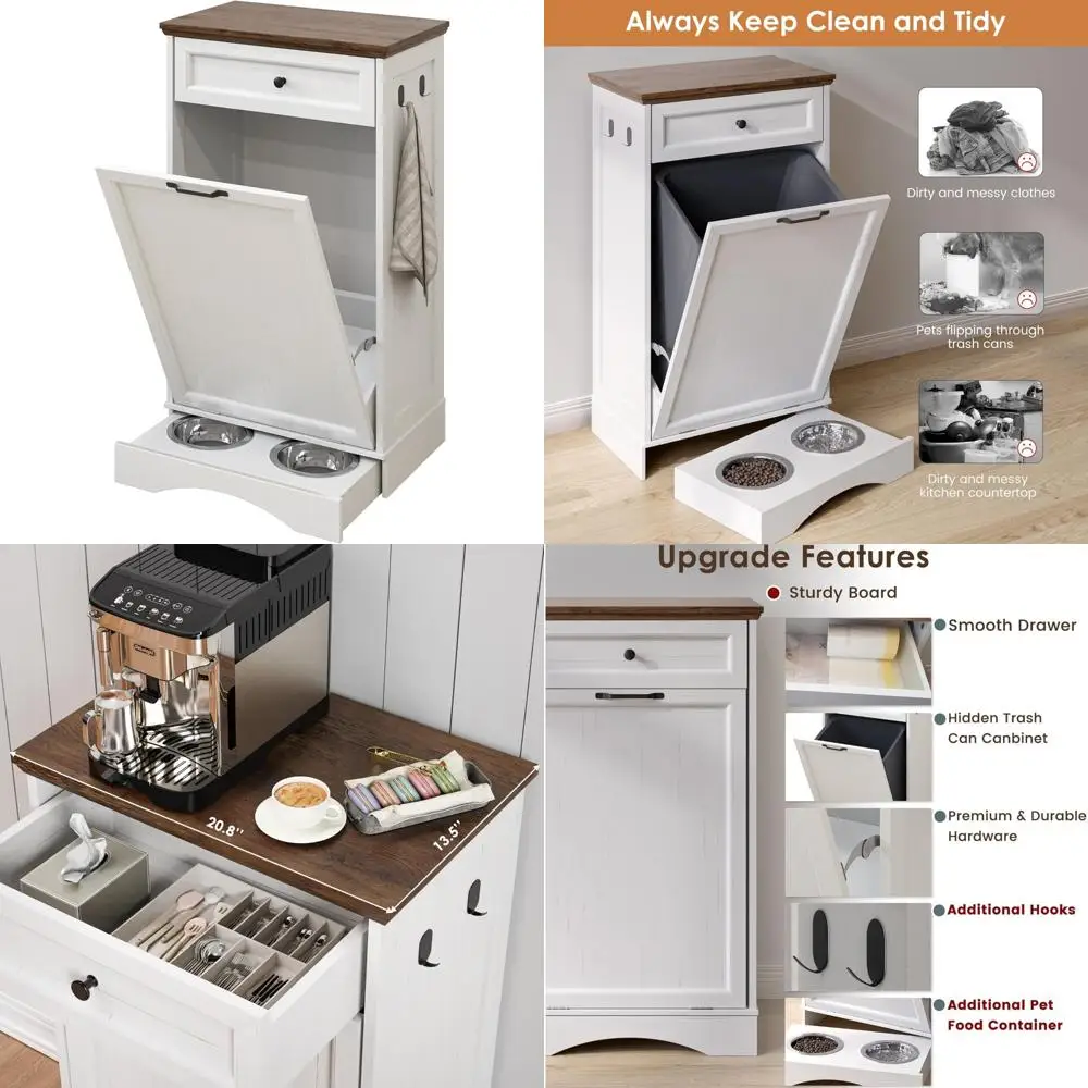 

Pet-Proof 10 Gallon Hidden Trash Can Cabinet with Drawer, Kitchen and Laundry Room Garbage Storage Solution