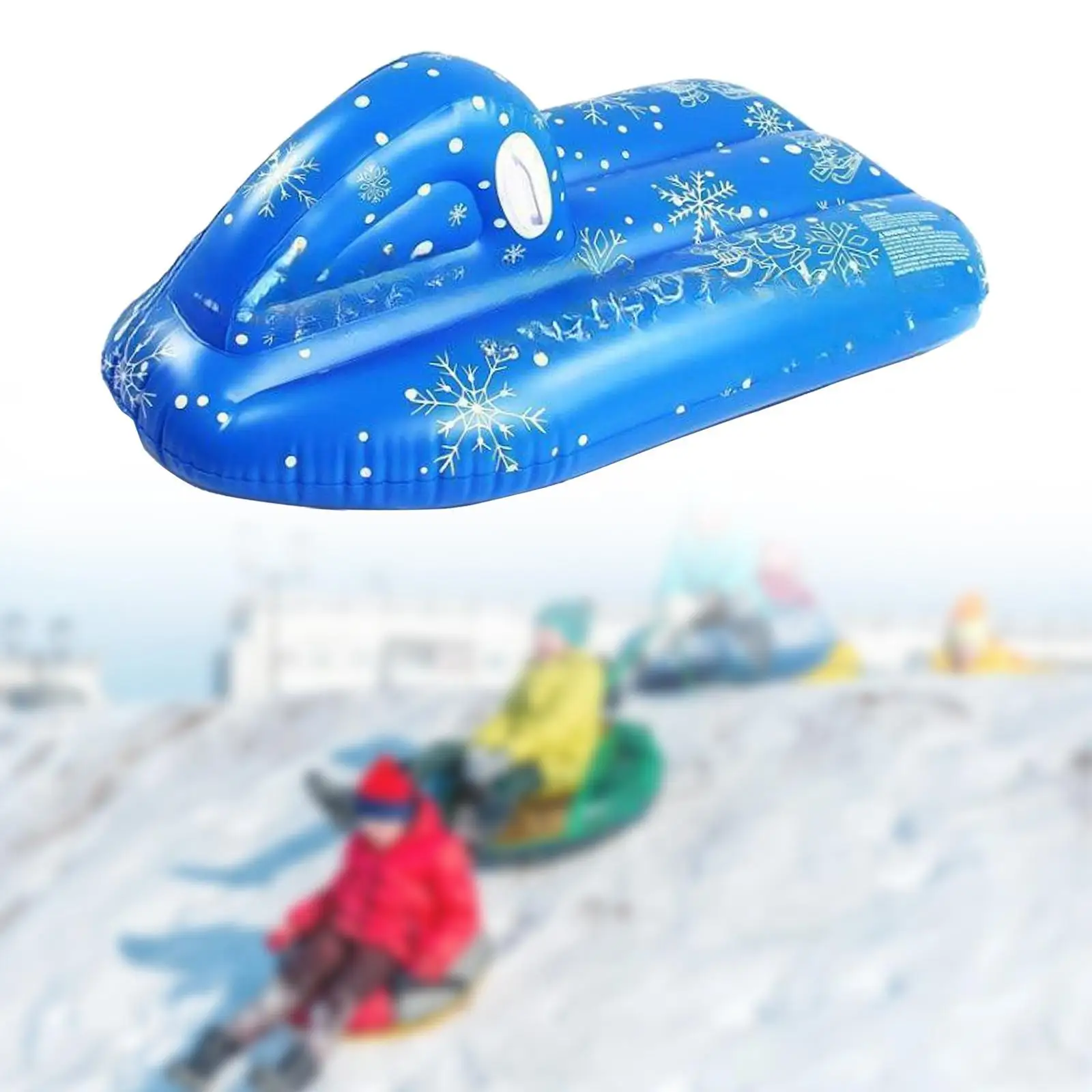 Streamlined Inflatable Snow Sledge Durable PVC Snow Slide Toy with Handles for Kids Adults Winter Activities