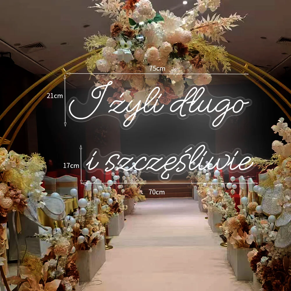 Big 75cm Custom Neon Light LED Neon Sign For a long time and happily Sign for Wedding Birthday Room Home Decoration