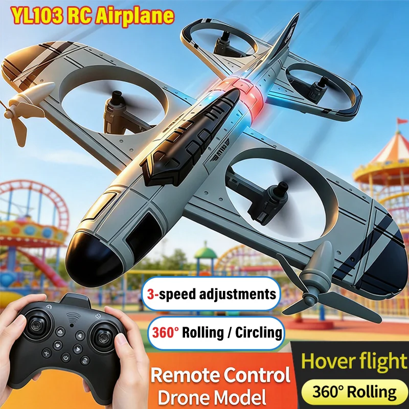 2026 New YL103 RC Foam Airplane 2.4G WIFI RC Fighter Stunt Tumbling Helicopter with LED Colored Lights Airplane Boys' Toys Gifts