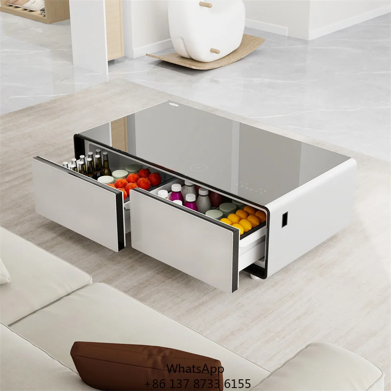 

Primst Smart Refrigerator With Water Outlet Wireless Charging USB Charger Port Multifunctional Mini Bar Coffee Table